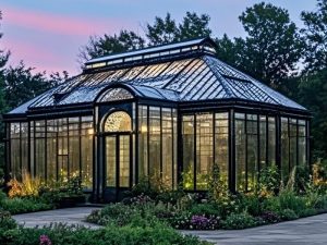 Modern Black Glass Greenhouse For Sale